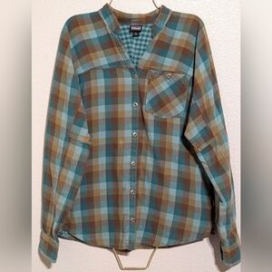 Patagonia Reversible Sender Flannel Shirt Plaid Gingham Women's Size 0 Cozy